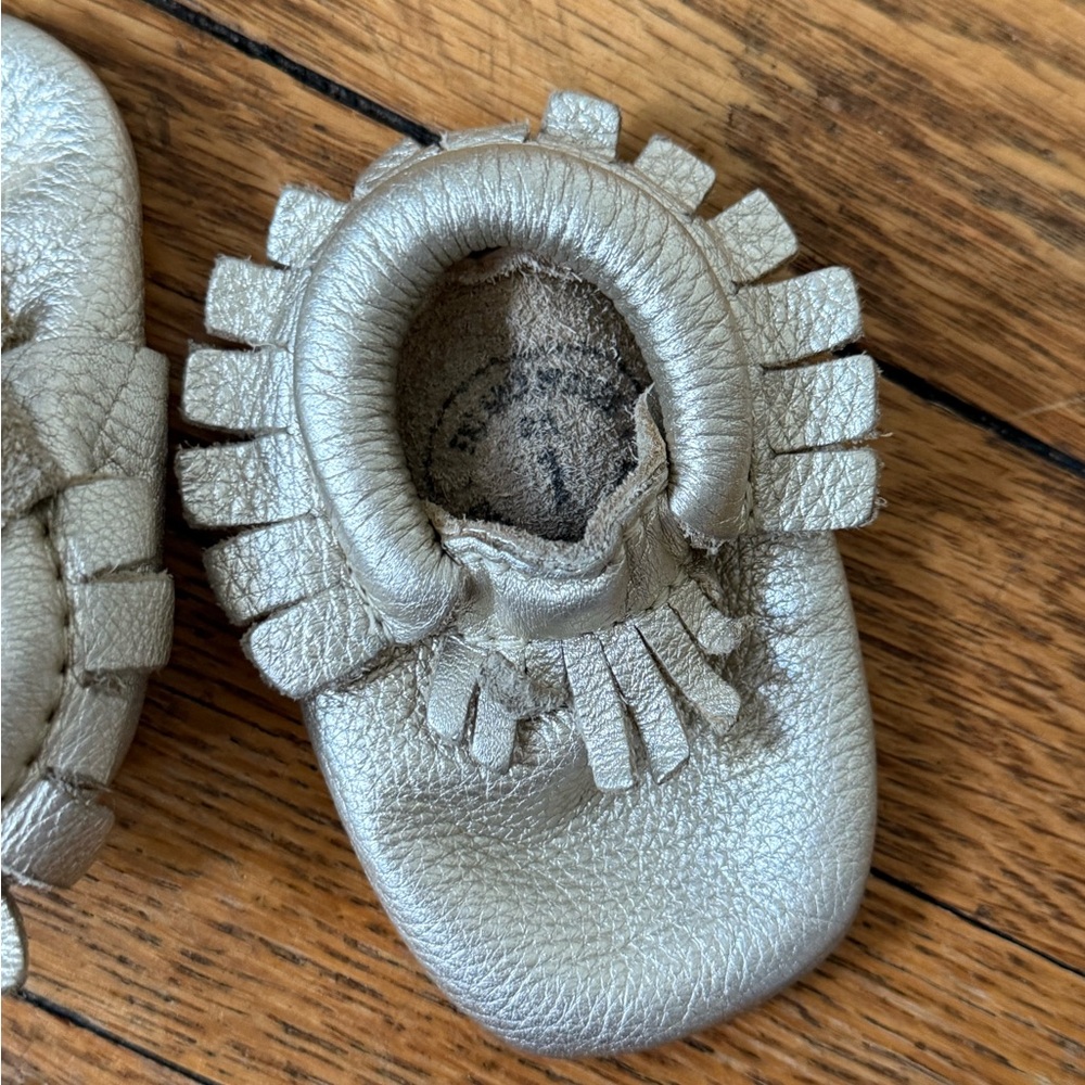 Freshly Picked Gold Leather Baby Moccasins - Size 1 (0-3 Months)